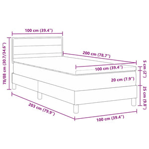 vidaXL Box Spring Bed with Headboard Black 100 x 200 cm Fabric