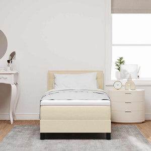vidaXL Box Spring Bed with Headboard Cream 100 x 200 cm Fabric