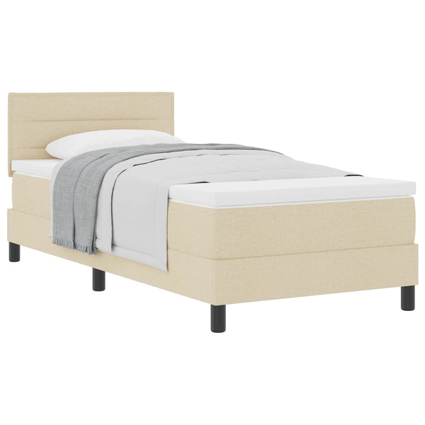vidaXL Box Spring Bed with Headboard Cream 100 x 200 cm Fabric
