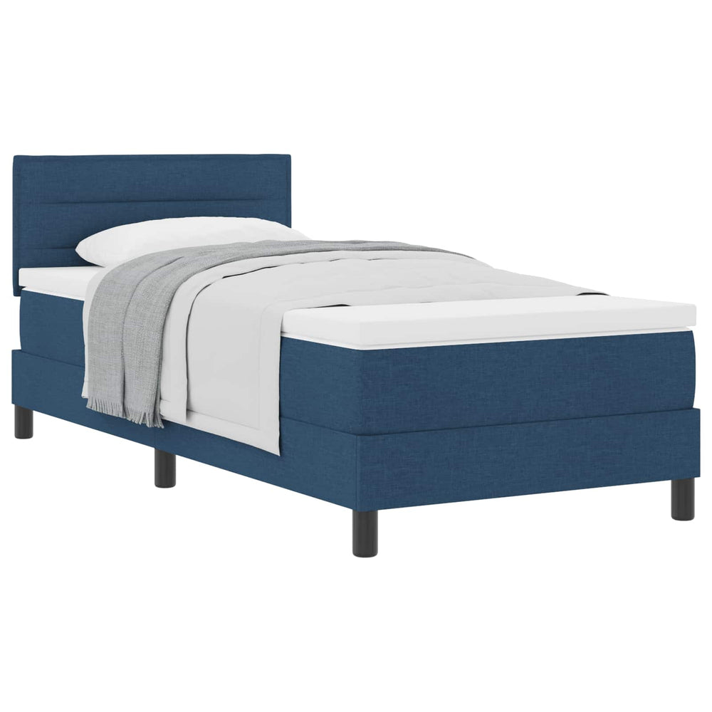 vidaXL Box Spring Bed with Headboard Blue 100 x 200 cm Fabric