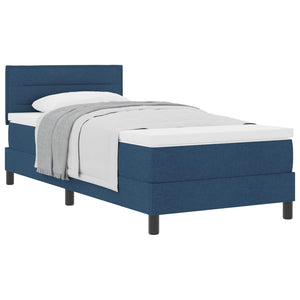 vidaXL Box Spring Bed with Headboard Blue 100 x 200 cm Fabric