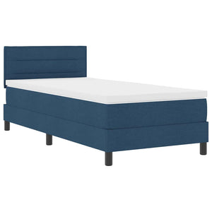 vidaXL Box Spring Bed with Headboard Blue 100 x 200 cm Fabric