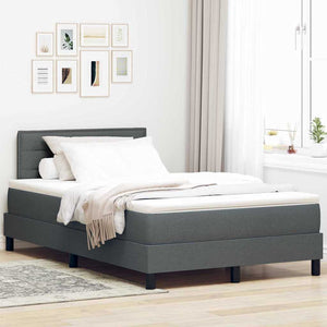 vidaXL Box Spring Bed with Headboard Dark Grey 120 x 190 cm Fabric