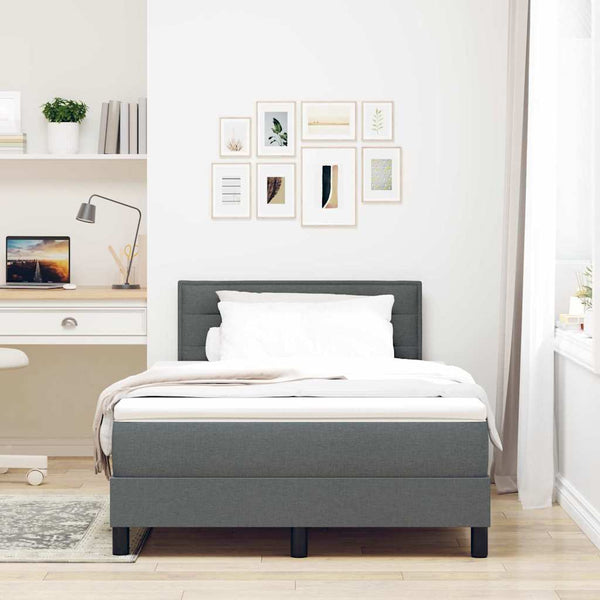 vidaXL Box Spring Bed with Headboard Dark Grey 120 x 190 cm Fabric