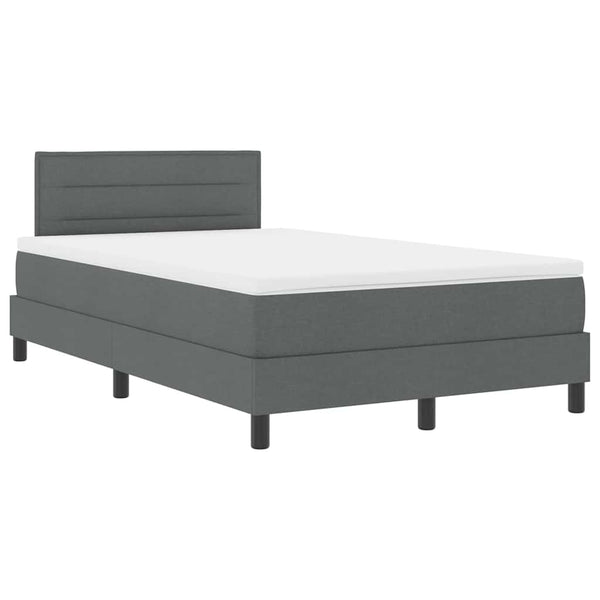 vidaXL Box Spring Bed with Headboard Dark Grey 120 x 190 cm Fabric