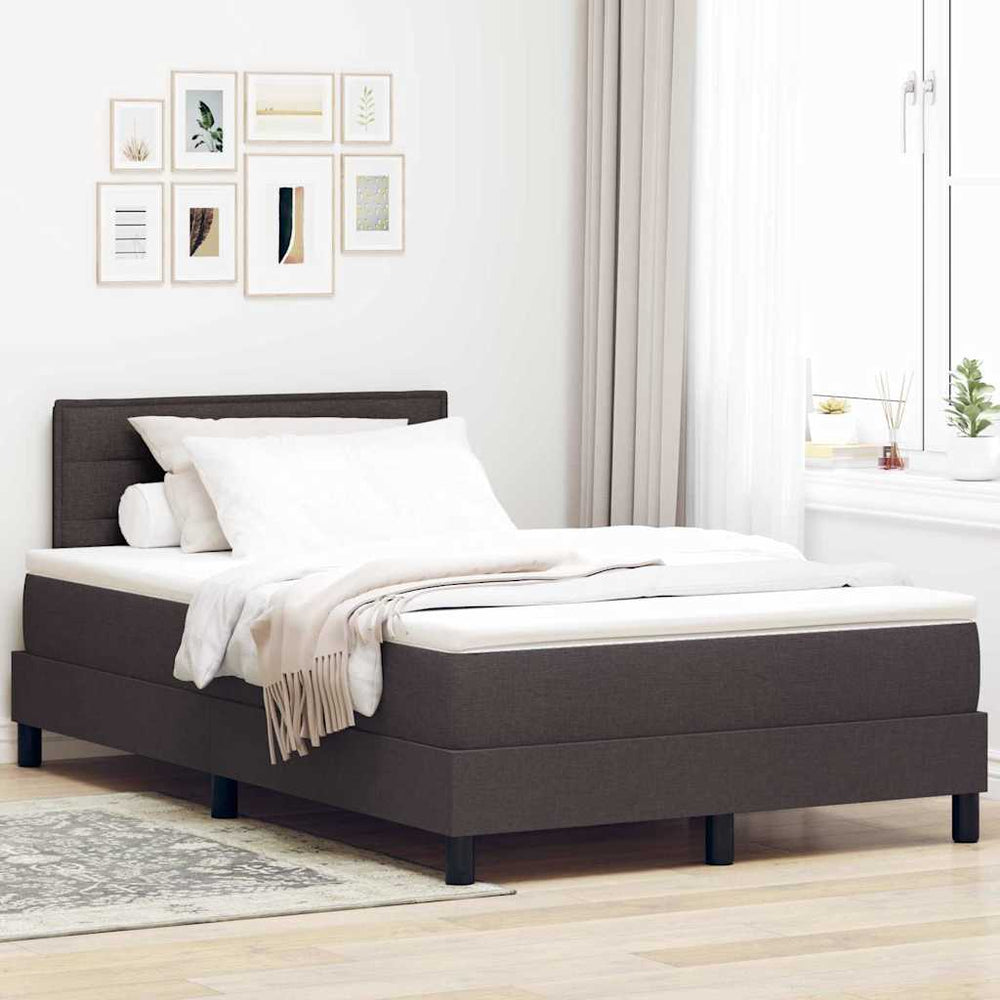 vidaXL Box Spring Bed with Headboard Dark Brown 120 x 190 cm Fabric