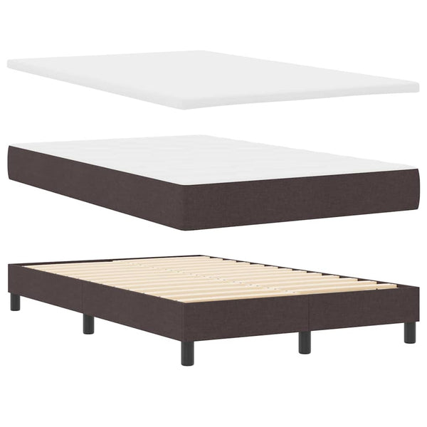 vidaXL Box Spring Bed with Headboard Dark Brown 120 x 190 cm Fabric