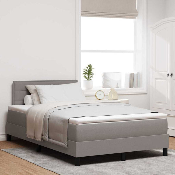 vidaXL Box Spring Bed with Headboard Taupe 120 x 190 cm Fabric