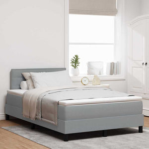 vidaXL Box Spring Bed with Headboard Light Gray 120 x 200 cm Fabric