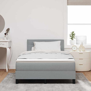 vidaXL Box Spring Bed with Headboard Light Gray 120 x 200 cm Fabric