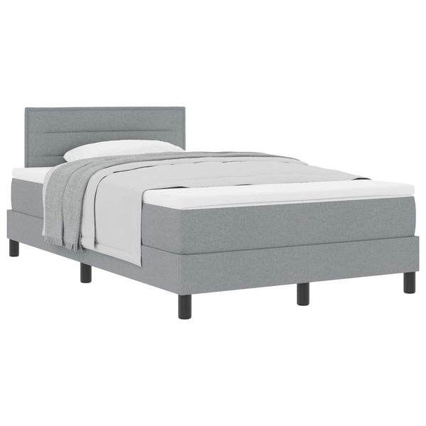 vidaXL Box Spring Bed with Headboard Light Gray 120 x 200 cm Fabric