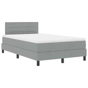 vidaXL Box Spring Bed with Headboard Light Gray 120 x 200 cm Fabric