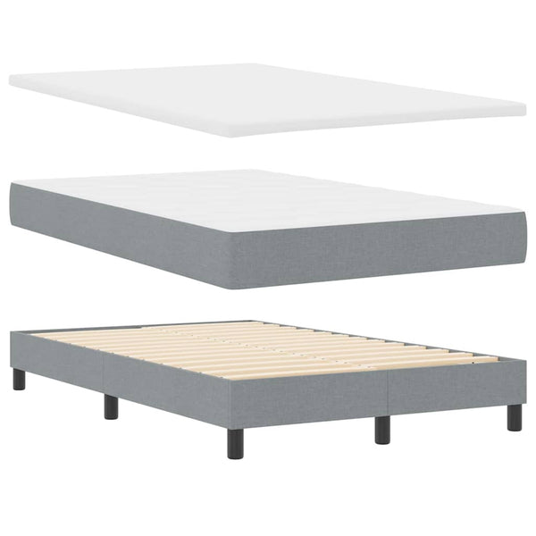 vidaXL Box Spring Bed with Headboard Light Gray 120 x 200 cm Fabric