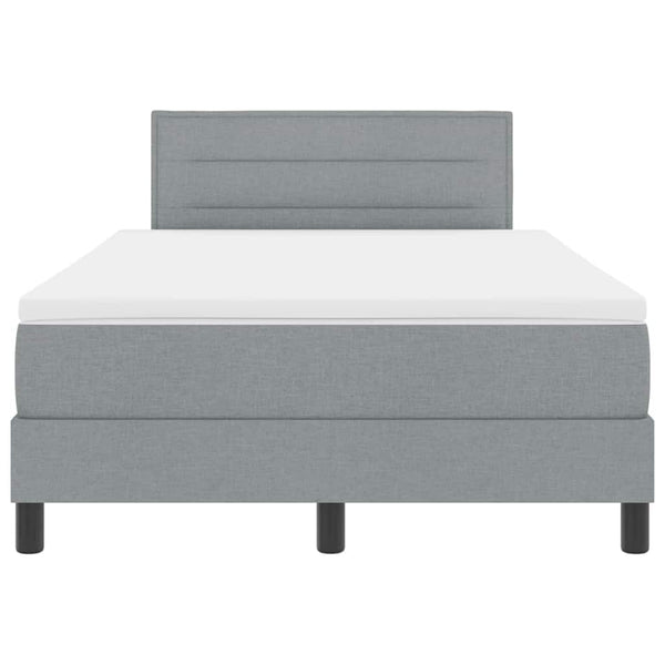 vidaXL Box Spring Bed with Headboard Light Gray 120 x 200 cm Fabric