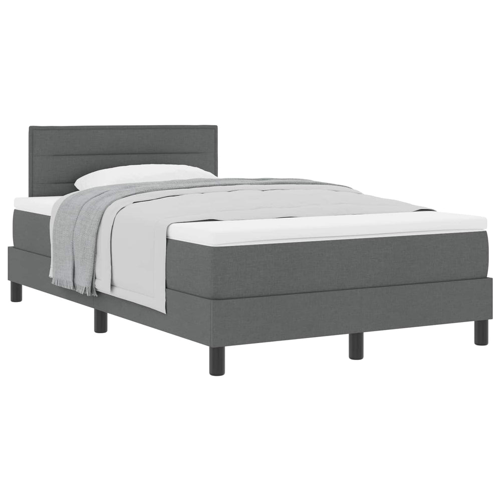 vidaXL Box Spring Bed with Headboard Dark Grey 120 x 200 cm Fabric