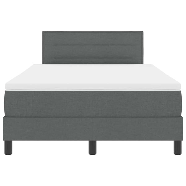 vidaXL Box Spring Bed with Headboard Dark Grey 120 x 200 cm Fabric