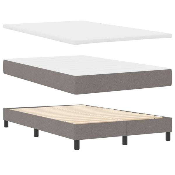 vidaXL Box Spring Bed with Headboard Taupe 120 x 200 cm Fabric