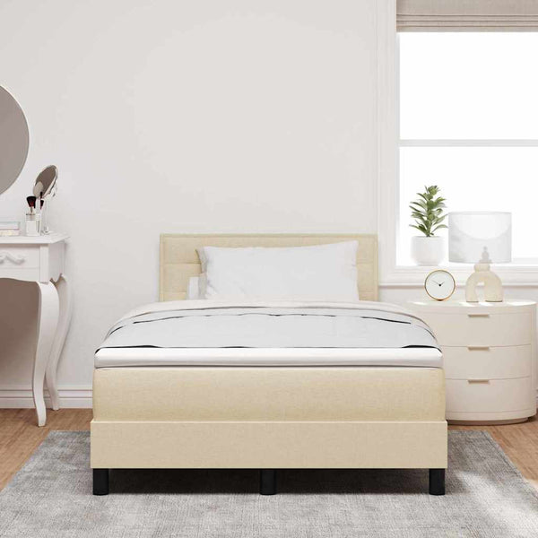 vidaXL Box Spring Bed with Headboard Cream 120 x 200 cm Fabric