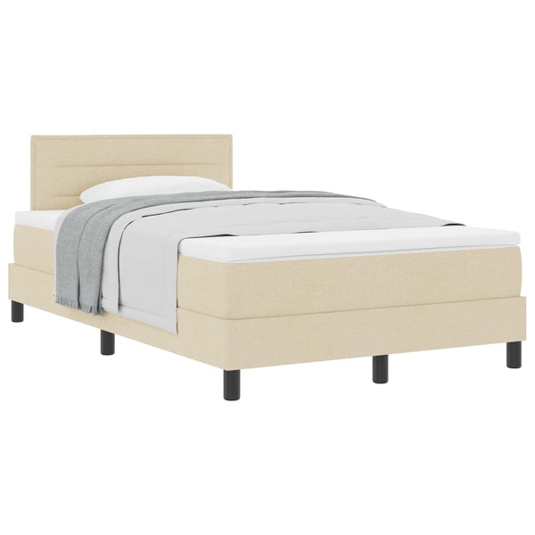 vidaXL Box Spring Bed with Headboard Cream 120 x 200 cm Fabric