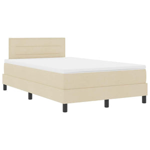vidaXL Box Spring Bed with Headboard Cream 120 x 200 cm Fabric