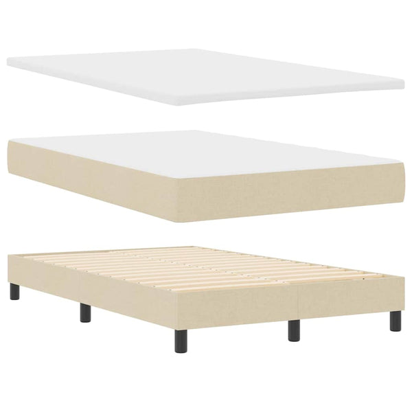 vidaXL Box Spring Bed with Headboard Cream 120 x 200 cm Fabric