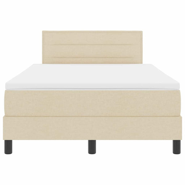 vidaXL Box Spring Bed with Headboard Cream 120 x 200 cm Fabric