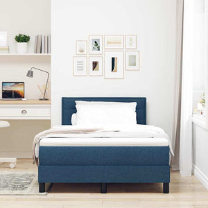 vidaXL Box Spring Bed with Pillows with Headboard Blue 120 x 200 cm Fabric