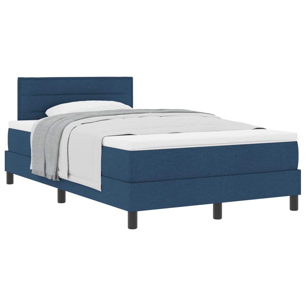 vidaXL Box Spring Bed with Pillows with Headboard Blue 120 x 200 cm Fabric