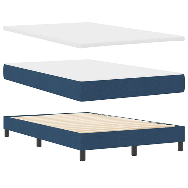 vidaXL Box Spring Bed with Pillows with Headboard Blue 120 x 200 cm Fabric