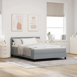vidaXL Box Spring Bed with Headboard Light Gray 140 x 190 cm Fabric