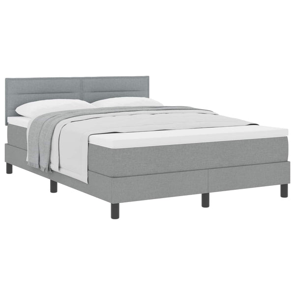 vidaXL Box Spring Bed with Headboard Light Gray 140 x 190 cm Fabric