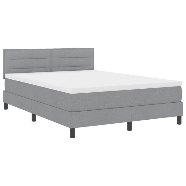 vidaXL Box Spring Bed with Headboard Light Gray 140 x 190 cm Fabric