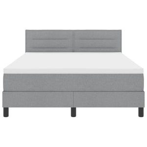 vidaXL Box Spring Bed with Headboard Light Gray 140 x 190 cm Fabric