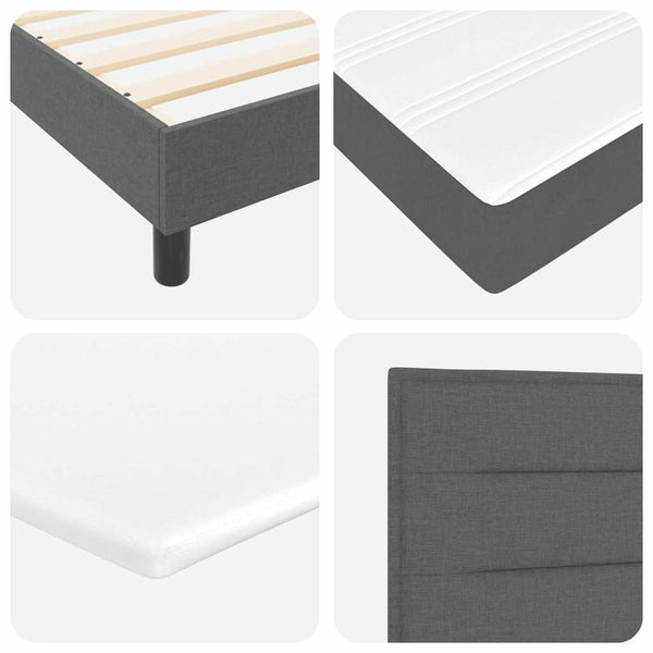 vidaXL Box Spring Bed with Headboard Dark Grey 140 x 190 cm Fabric