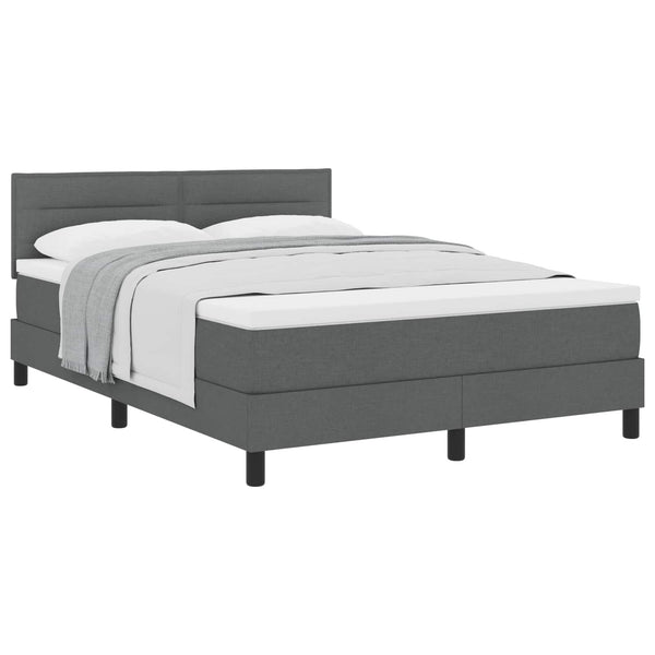 vidaXL Box Spring Bed with Headboard Dark Grey 140 x 190 cm Fabric