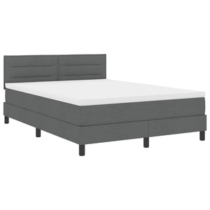 vidaXL Box Spring Bed with Headboard Dark Grey 140 x 190 cm Fabric