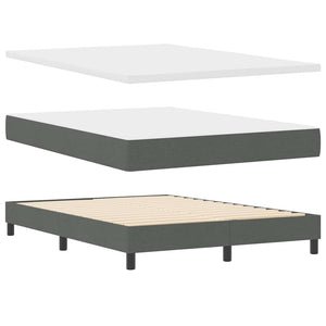 vidaXL Box Spring Bed with Headboard Dark Grey 140 x 190 cm Fabric
