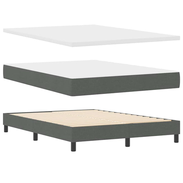 vidaXL Box Spring Bed with Headboard Dark Grey 140 x 190 cm Fabric
