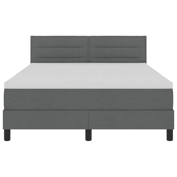 vidaXL Box Spring Bed with Headboard Dark Grey 140 x 190 cm Fabric