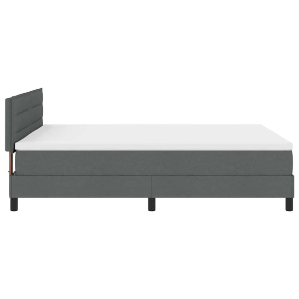 vidaXL Box Spring Bed with Headboard Dark Grey 140 x 190 cm Fabric