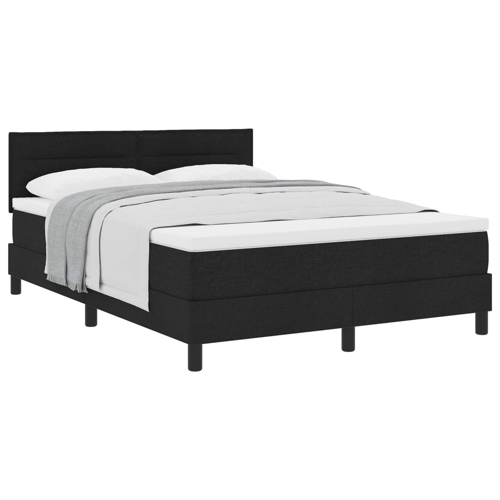 vidaXL Box Spring Bed with Headboard Black 140 x 190 cm Fabric