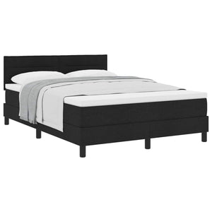 vidaXL Box Spring Bed with Headboard Black 140 x 190 cm Fabric