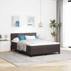 vidaXL Box Spring Bed with Headboard Dark Brown 140 x 190 cm Fabric