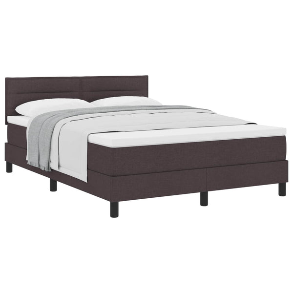 vidaXL Box Spring Bed with Headboard Dark Brown 140 x 190 cm Fabric