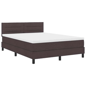 vidaXL Box Spring Bed with Headboard Dark Brown 140 x 190 cm Fabric