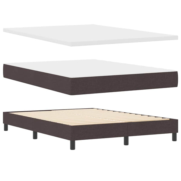 vidaXL Box Spring Bed with Headboard Dark Brown 140 x 190 cm Fabric