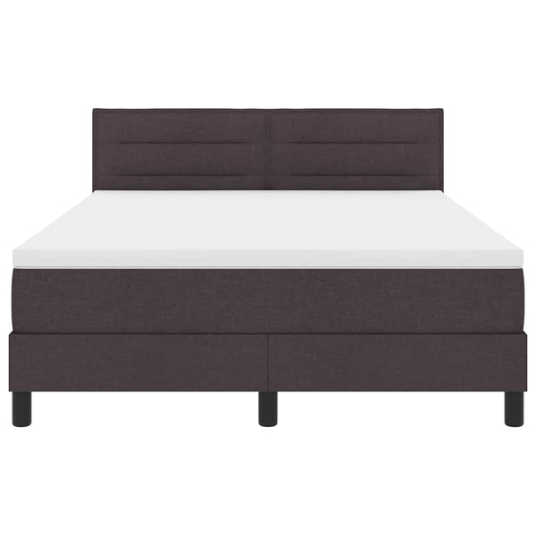 vidaXL Box Spring Bed with Headboard Dark Brown 140 x 190 cm Fabric