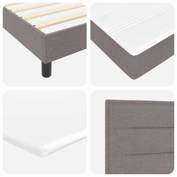 vidaXL Box Spring Bed with Headboard Taupe 140 x 190 cm Fabric
