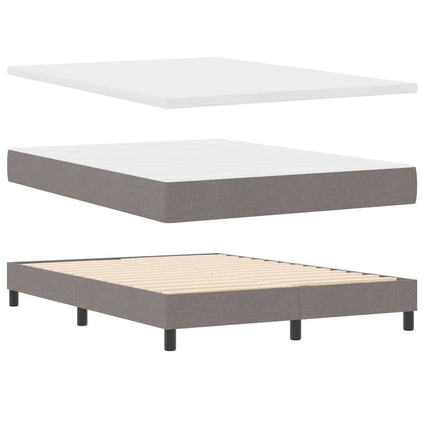 vidaXL Box Spring Bed with Headboard Taupe 140 x 190 cm Fabric
