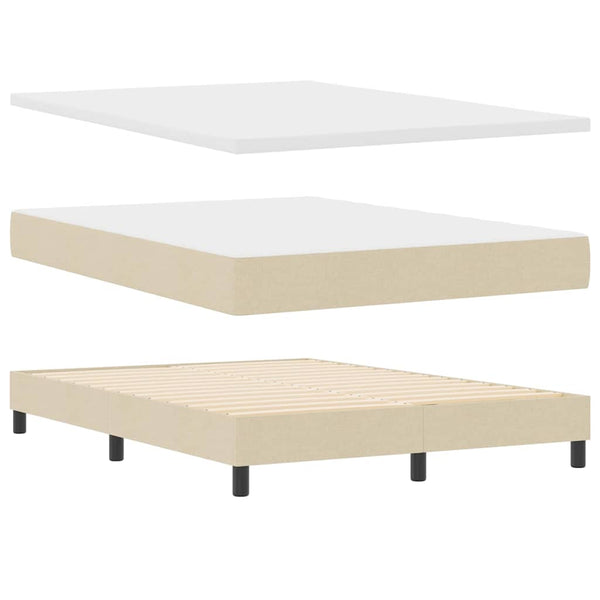 vidaXL Box Spring Bed with Pillows and Headboard Cream 140 x 190 cm Fabric